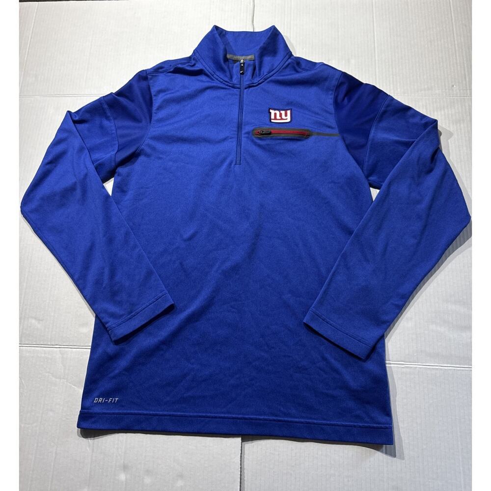 Nike Dri Fit On Field Apparel NY Giants NFL 1/4 Zip Blue Pullover Size S EUC